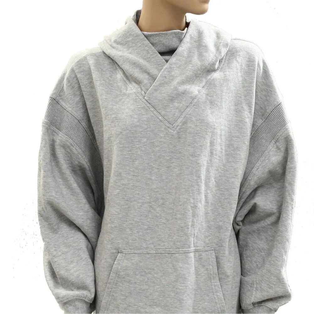Daily Practice by Anthropologie Hooded Mini Dress Long Sleeve Gray 1X NWT 284878